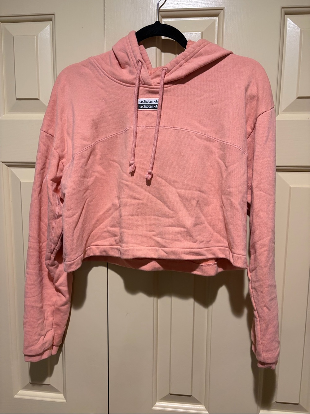 adidas Pink Cropped Pullover Hoodie - Women's Casual
